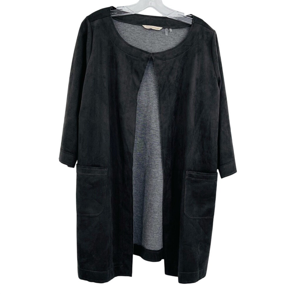 Soft Surroundings Cardigan Jacket Womens Small Gray Faux Suede Open Front‎